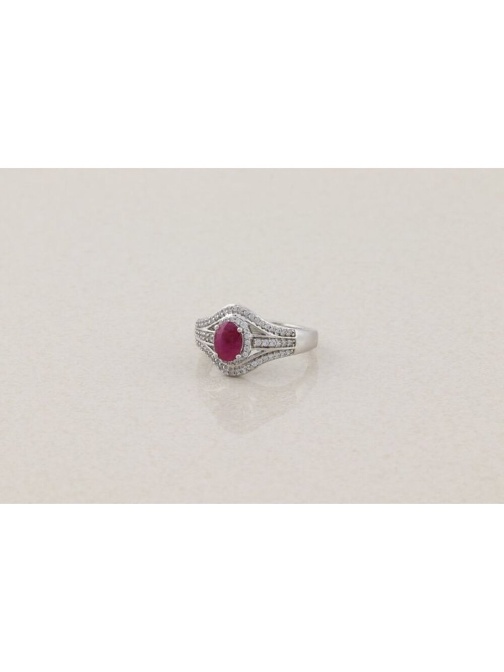 Sterling Silver Niassa Ruby and White Zircon Ring Size 9 - Picture 3 of 7